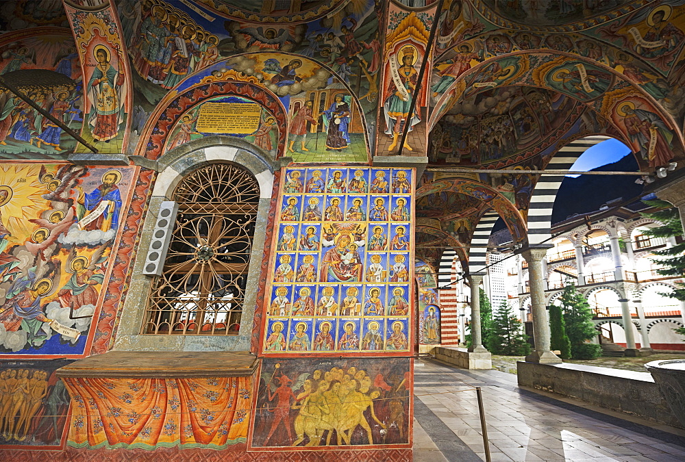 Frescoes at Rila Monastery, UNESCO World Heritage Site, Bulgaria, Europe