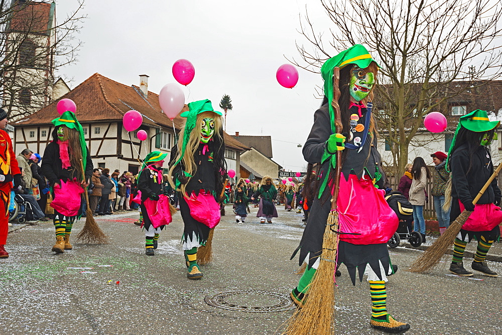 Fasnact spring carnival parade, Weil am Rhein, Baden-Wurttemberg, Germany, Europe