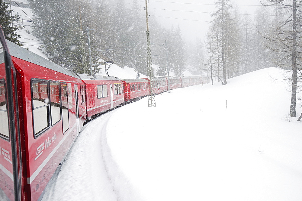 Bernina Railway Line, UNESCO World Heritage Site, Graubunden, Swiss Alps, Switzerland, Europe