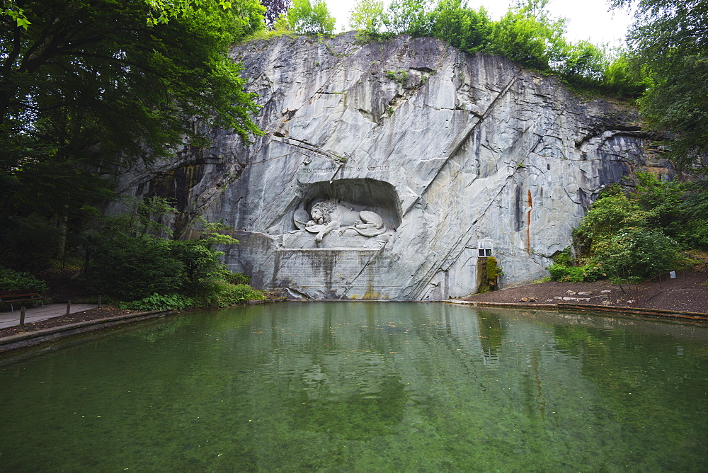 Lion Monument by Lucas Ahorn for Swiss soldiers who died in the French Revolution, Lucerne, Switzerland, Europe