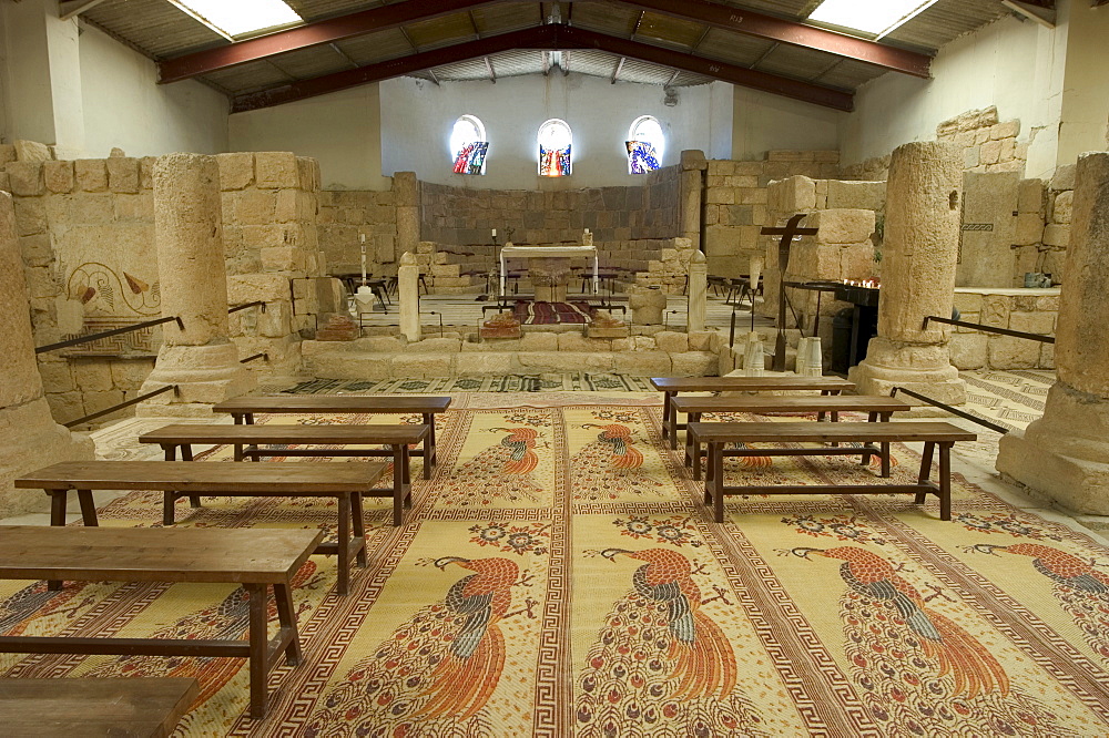 Floor mosaics, Moses Memorial Church, Mount Nebo, East Bank Plateau, Jordan, Middle East