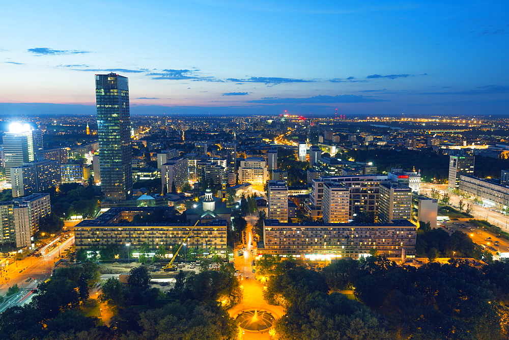 City view from Palace of Culture and Science, Warsaw, Poland, Europe 