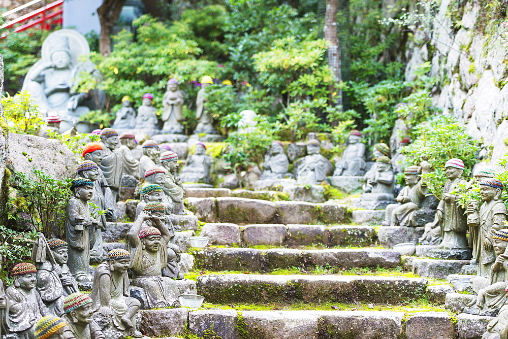 Statues in Daisho-in Buddhist temple, Miyajima Island, Hiroshima Prefecture, Honshu, Japan, Asia