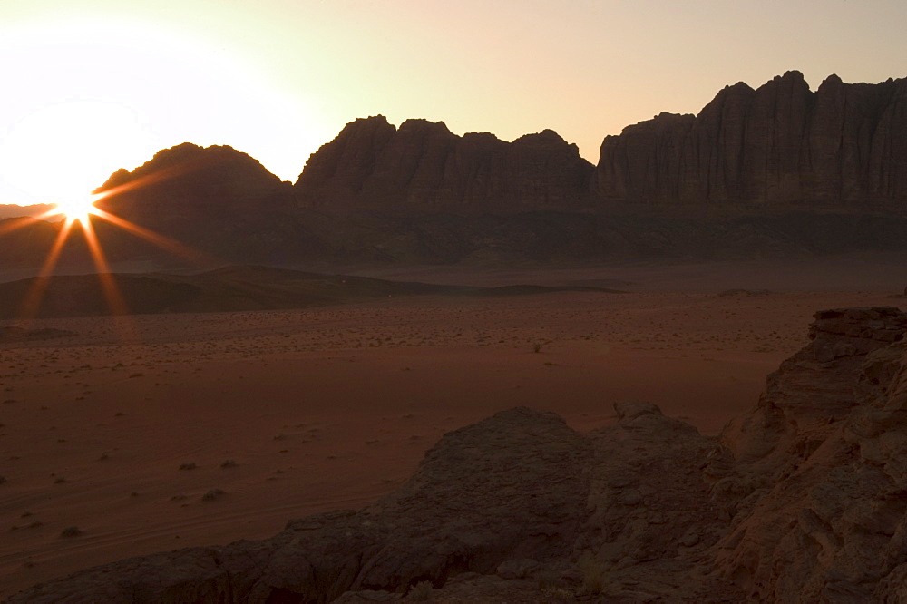 Sunset, desert scenery, Wadi Rum, Jordan, Middle East