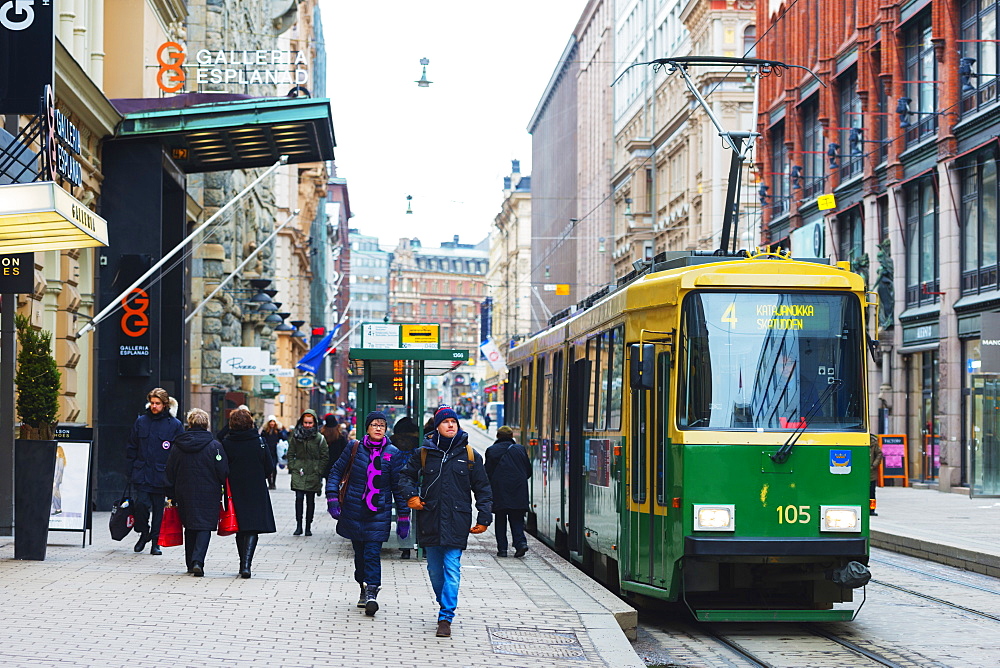 Downtown tram, Helsinki, Finland, Scandinavia, Europe