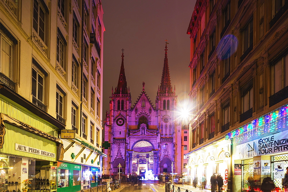 Church of St.-Nizier, Fete des Lumieres (Festival of Lights), Lyon, Rhone-Alpes, France, Europe