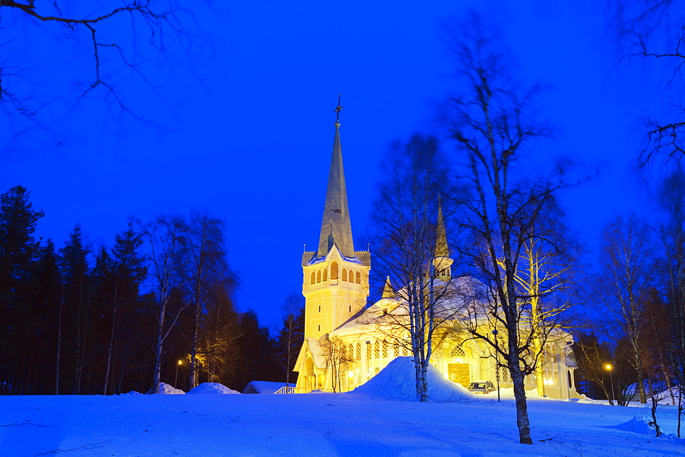 Local church, Jokkmokk, Lapland, Arctic Circle, Sweden, Scandinavia, Europe