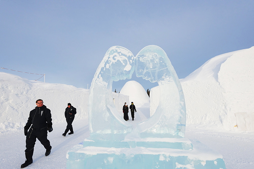 Ice sculpture, Ice Hotel, Kiruna, Lapland, Arctic Circle, Sweden, Scandinavia, Europe