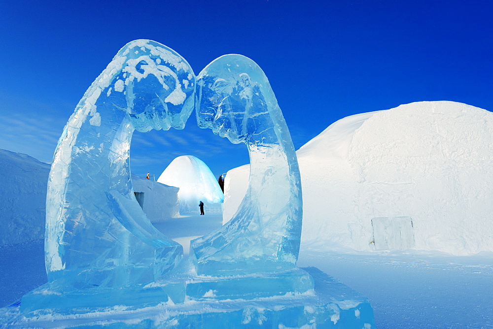 Ice sculpture, Ice Hotel, Kiruna, Lapland, Arctic Circle, Sweden, Scandinavia, Europe