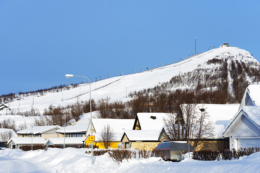 Ski slope, Kiruna, Lapland, Arctic Circle, Sweden, Scandinavia, Europe