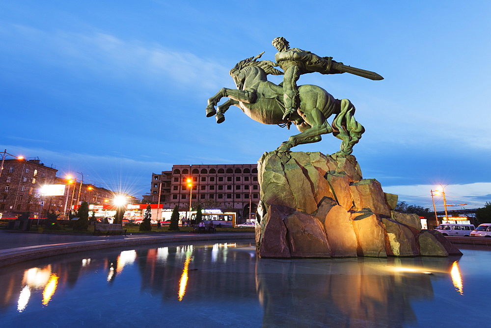 Statue of Sasuntsi David by Yervand Qochar, Train Station Square, Yerevan, Armenia, Caucasus region, Central Asia, Asia