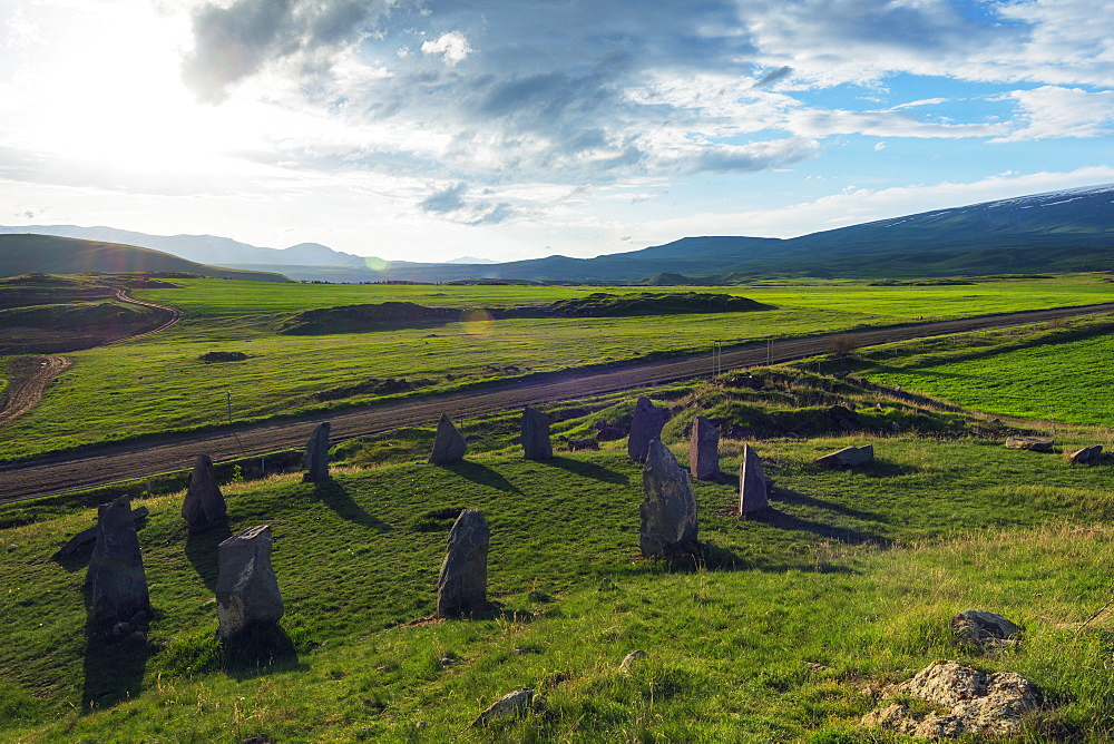 Karahunj Zorats Karer, prehistoric archaeological stonehenge site, Syunik Province, Armenia, Caucasus, Central Asia, Asia