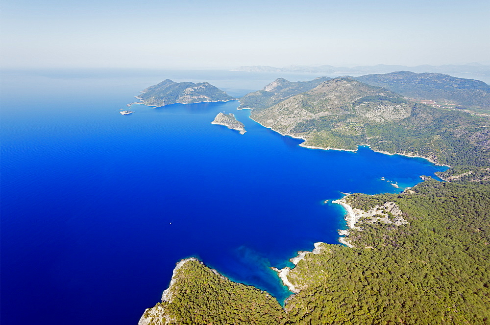 Blue Lagoon and Belcekiz beach, Fethiye, Aegean Turquoise coast, Mediterranean region, Anatolia, Turkey, Asia Minor, Eurasia