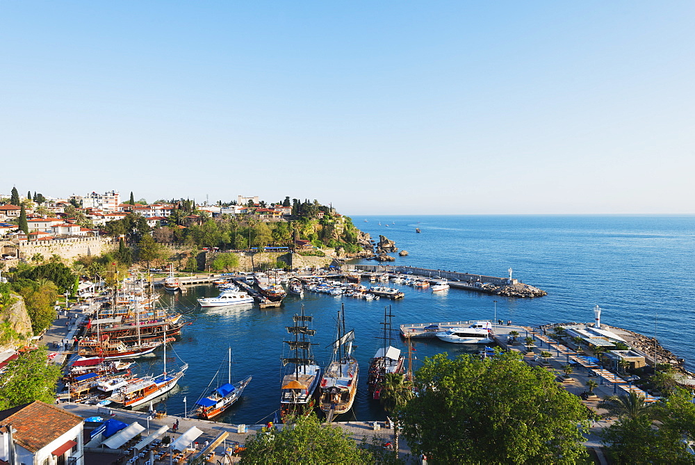 Antalya harbour, Pamphylia, Turquoise Coast, Mediterranean Region, Anatolia, Turkey, Asia Minor, Eurasia