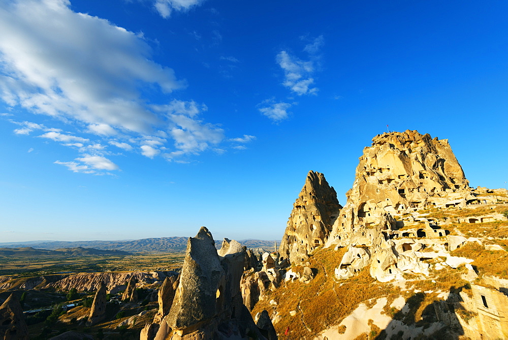 Rock-cut topography at Uchisar, UNESCO World Heritage Site, Cappadocia, Anatolia, Turkey, Asia Minor, Eurasia