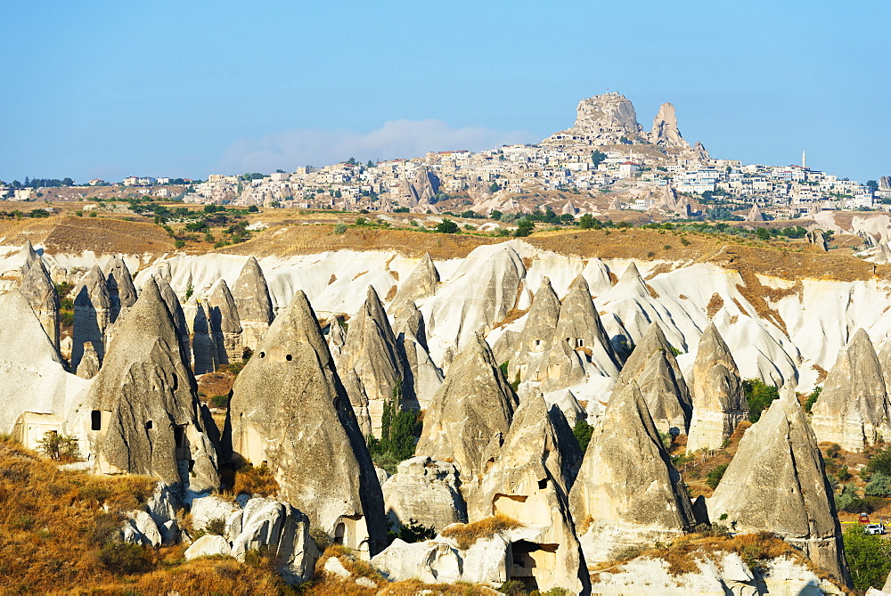 Rock-cut topography at Uchisar, UNESCO World Heritage Site, Cappadocia, Anatolia, Turkey, Asia Minor, Eurasia