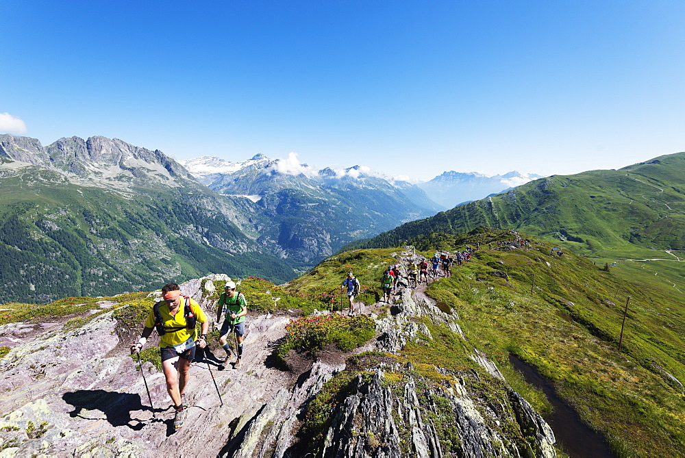 Chamonix trail running marathon, Chamonix, Rhone Alps, Haute Savoie, French Alps, France, Europe