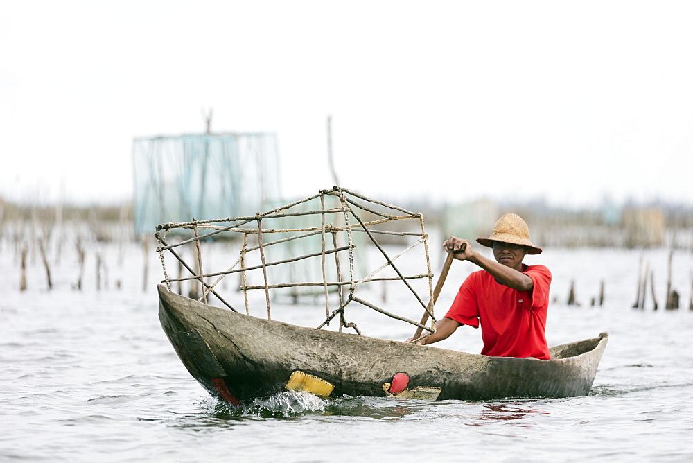 Pangalanes Lakes canal system, fishing nets, Tamatave, eastern area, Madagascar, Africa