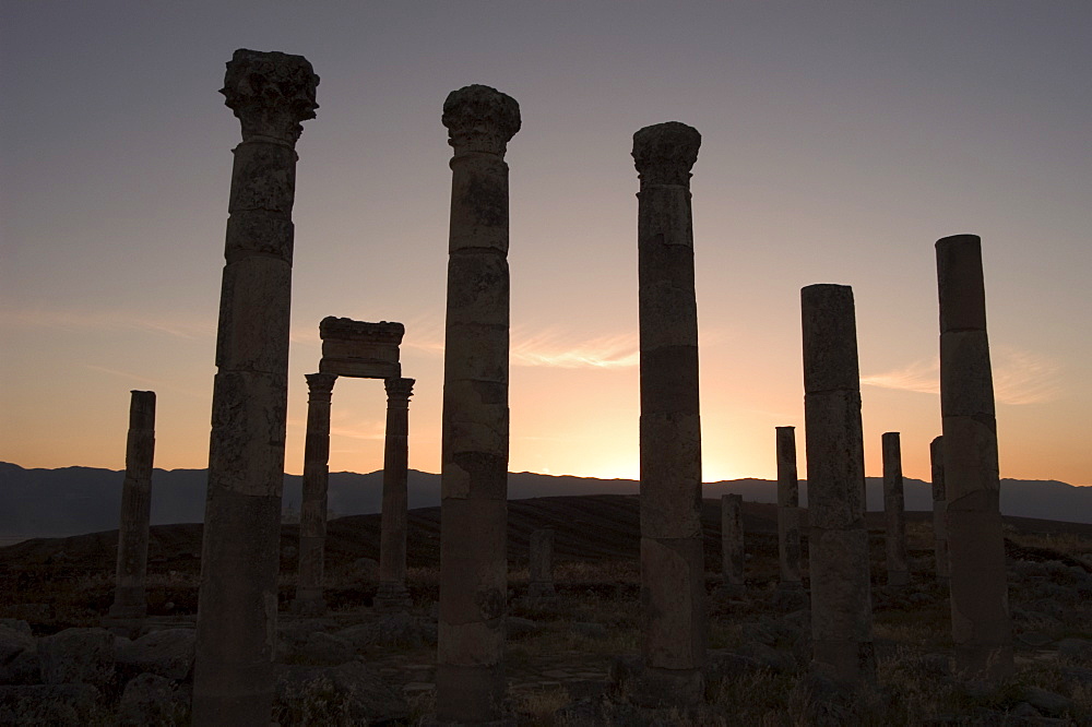 Archaelogical site at sunset, Apamea (Qalat at al-Mudiq), Syria, Middle East