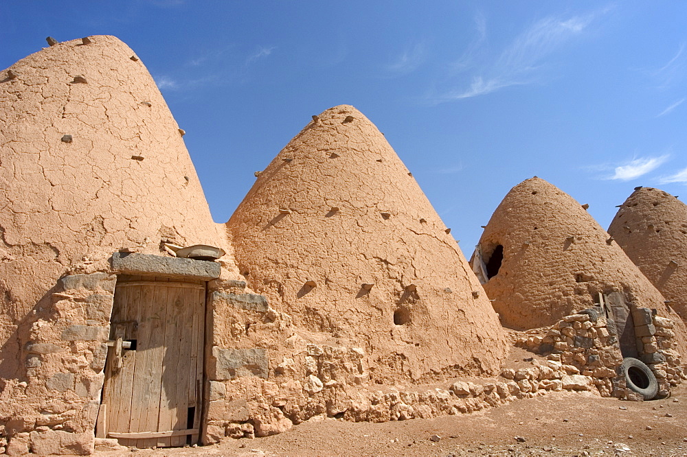 Beehive houses built of brick and mud, Srouj village, Syria, Middle East