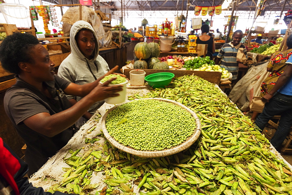 Peas in the fresh produce market, Kigali, Rwanda, Africa