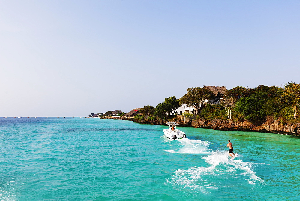 Water skier, Nungwi, Island of Zanzibar, Tanzania, East Africa, Africa