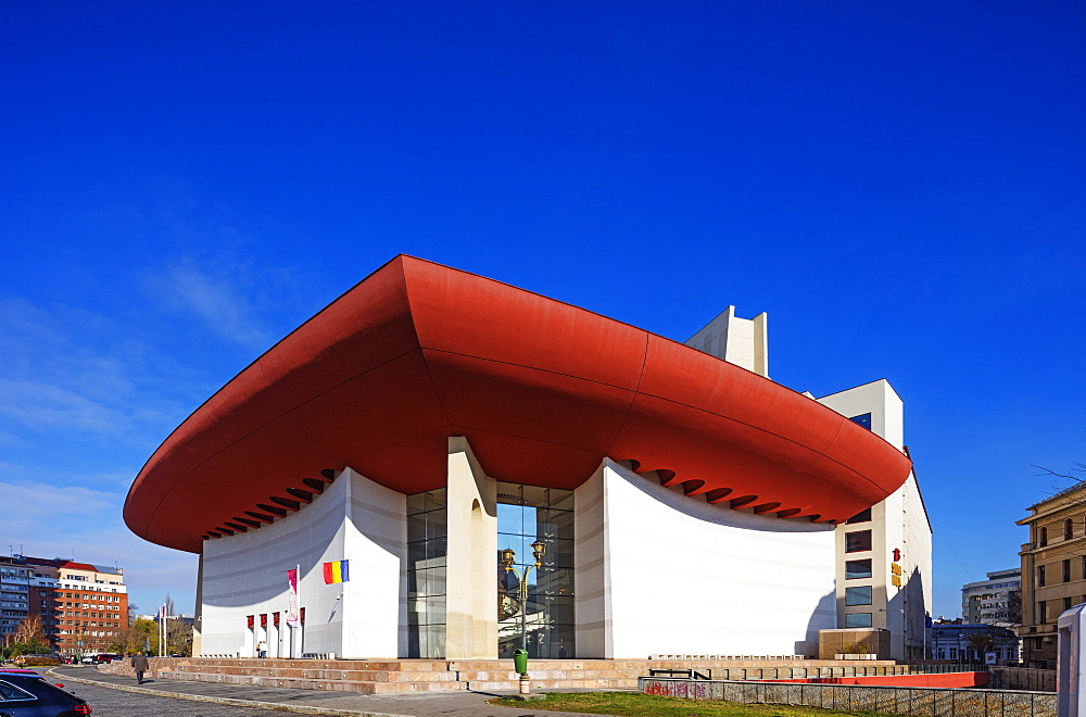 University Square, National Theatre, designed by Cezar Lazarescu, Bucharest, Romania, Europe