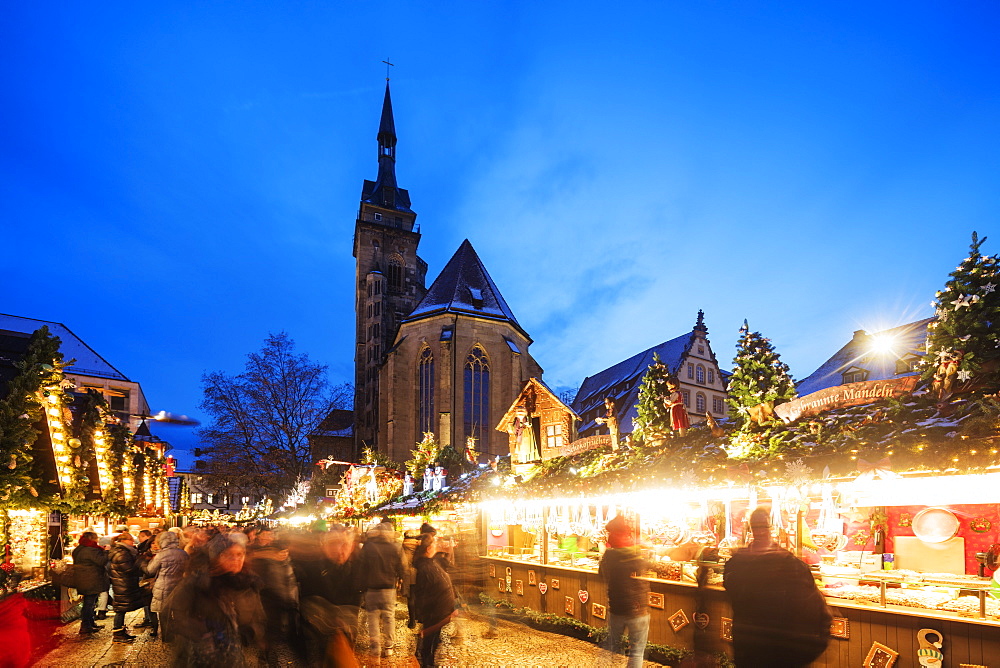 Collegiate Church (Stiftskirche), Christmas market, Schillerplatz, Stuttgart, Baden-Wurttemberg, Germany, Europe