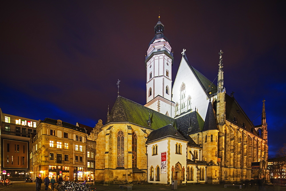 Thomaskirche, the church where composer Johann Sebastian Bach was kappelmeister, Leipzig, Saxony, Germany, Europe