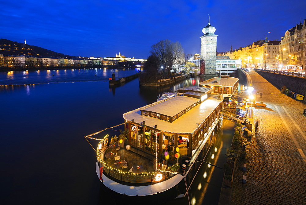 Floating restaurant, Prague, Czech Republic, Europe