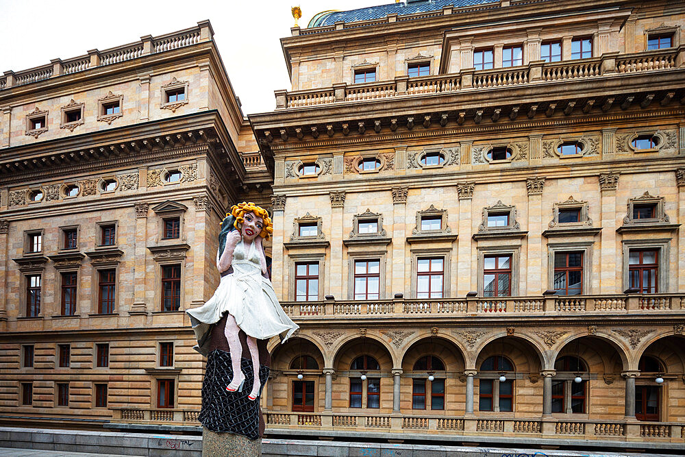 Statue of Marilyn Monroe outside the National Theatre, Prague, Czech Republic, Europe