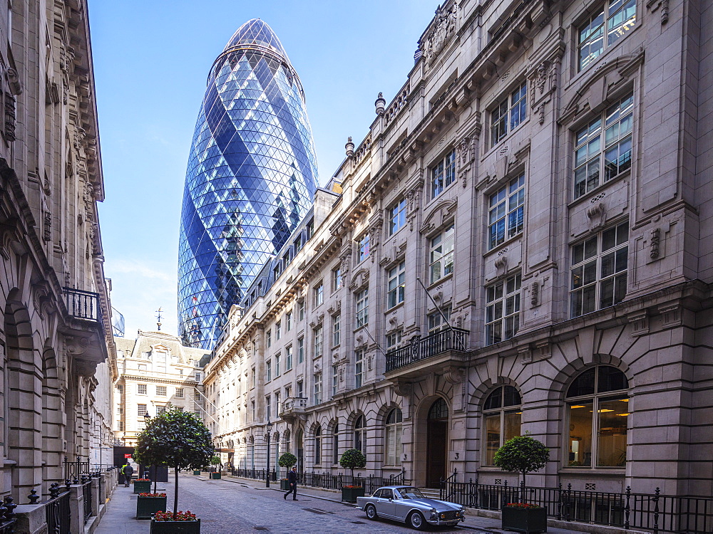 The Gherkin (30 St. Mary Axe) building, City of London, London, England, United Kingdom, Europe