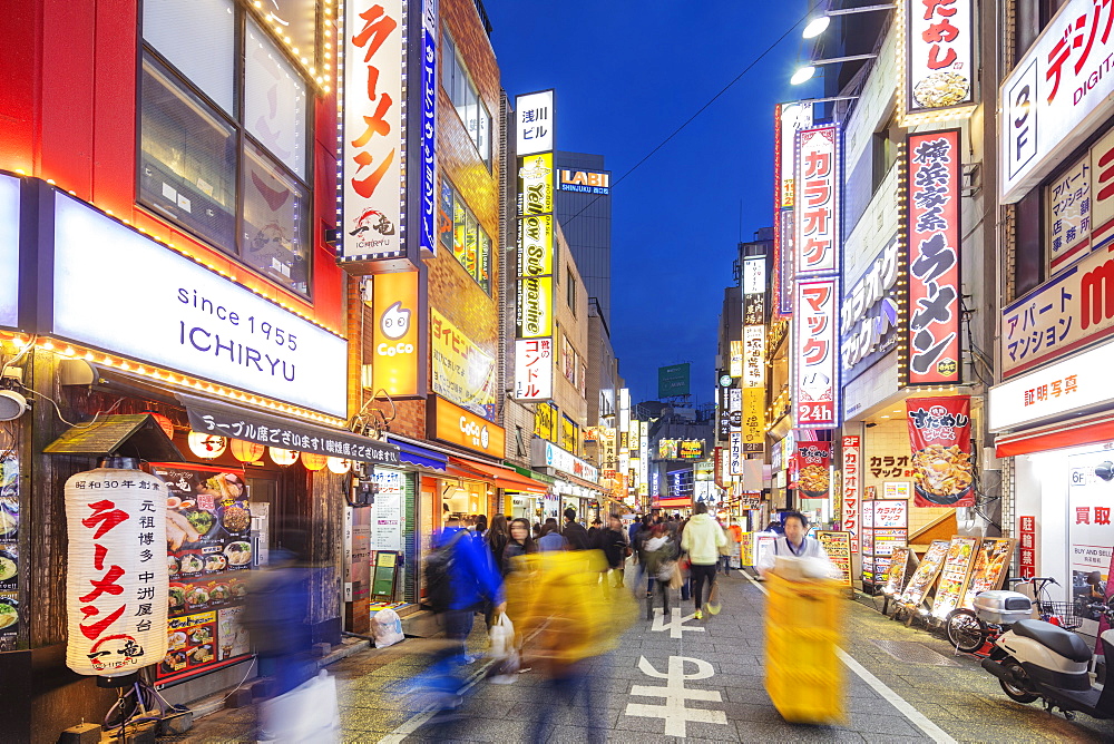 Neon lit street, Shinjuku, Tokyo, Japan, Asia