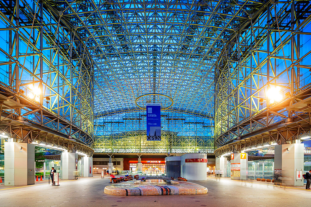 Kanazawa station, designed by architects Kazuyo Sejima and Ryue Nishizawa, Kanazawa city, Ishikawa prefecture, Honshu, Japan, Asia