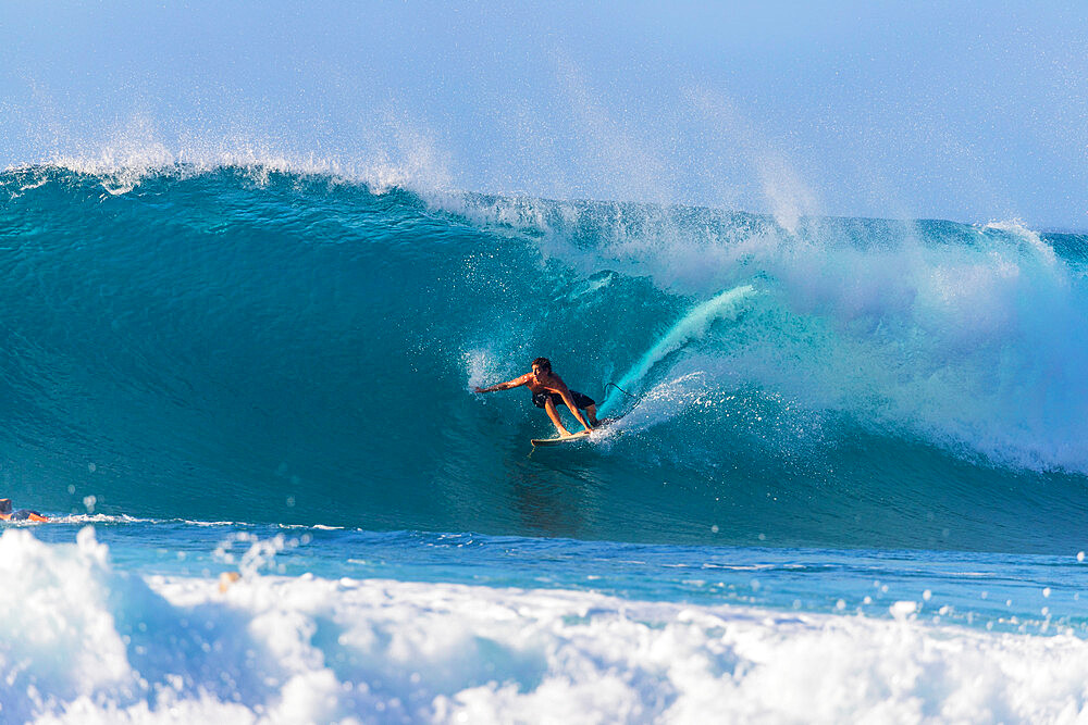 Surfer on the North Shore, Oahu Island, Hawaii, United States of America, North America