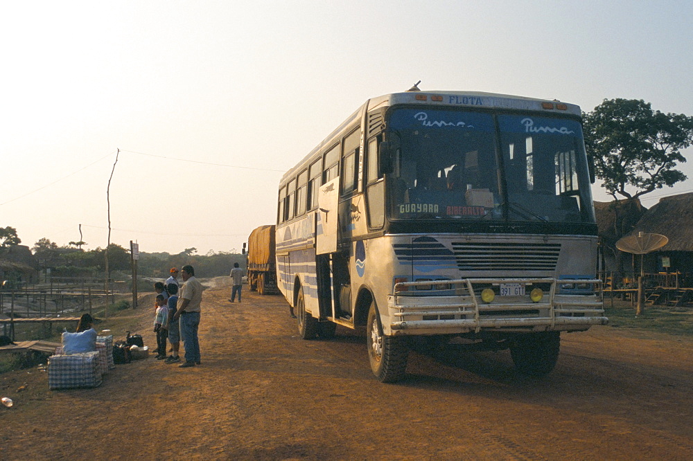 Bus stop near Guayaraerin, Bolivia, South America