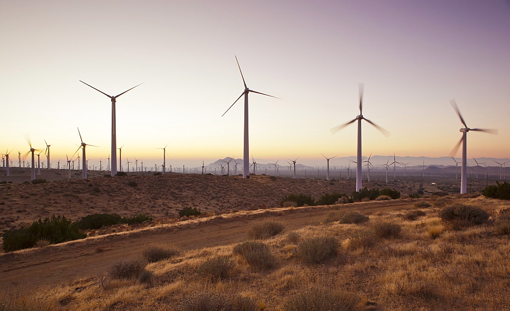 Wind turbines just outside Mojave, California, United States of America, North America