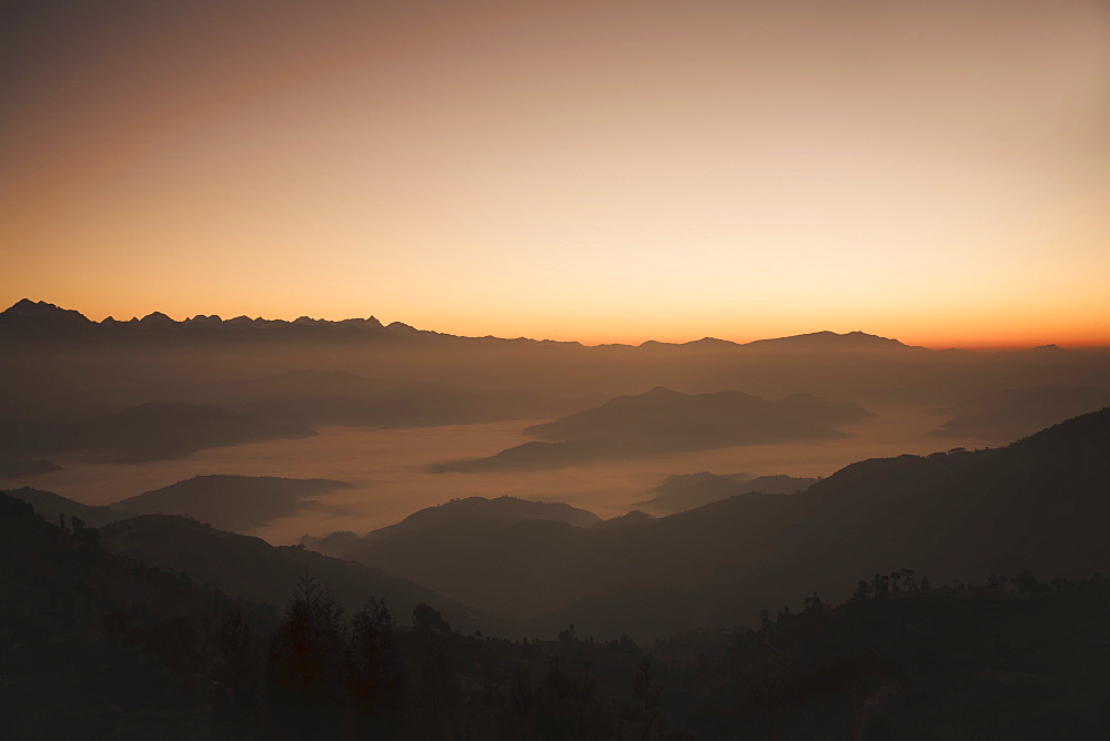 Himalayas at sunrise, near Ngarkot, Bagmati, Nepal, Asia