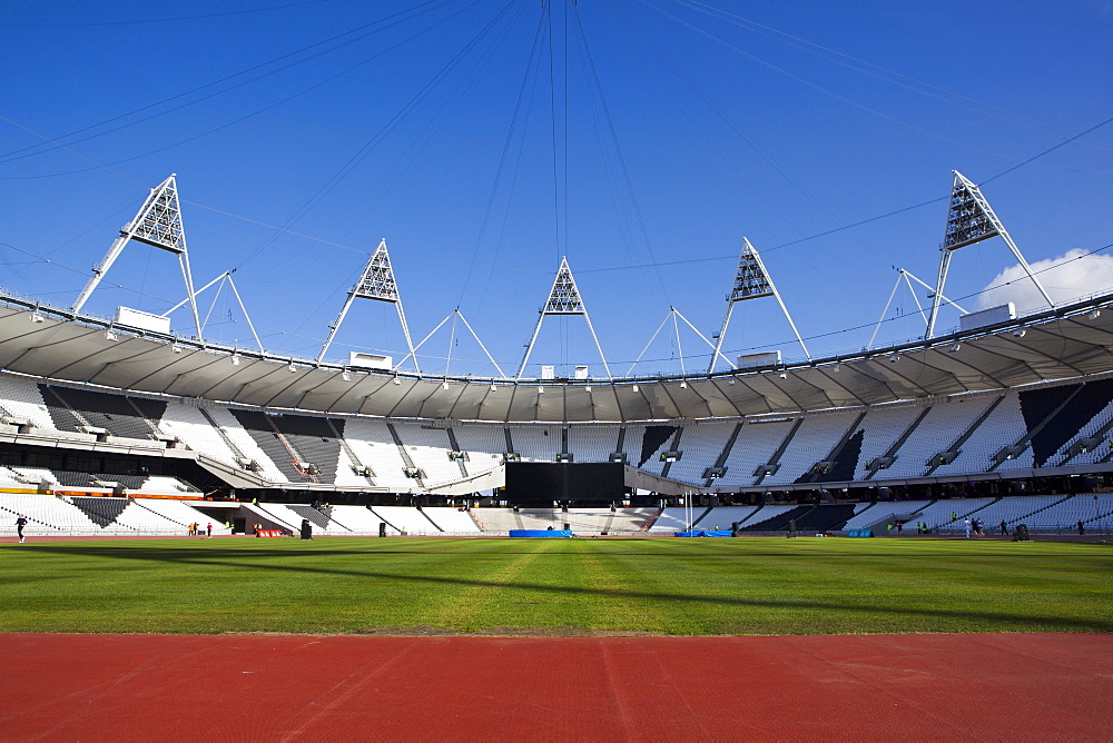 Inside The Olympic Stadium with the athletics field, London, England, United Kingdom, Europe