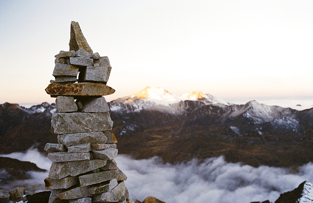 Sunrise from base camp on Huayna Potosi, Cordillera Real, Bolivia, South America