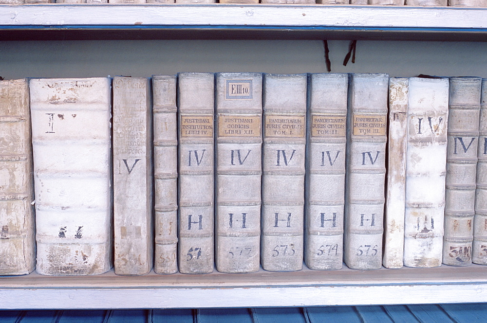 Historical books at Strahov Monastery, Hradcany, Prague, Czech Republic, Europe