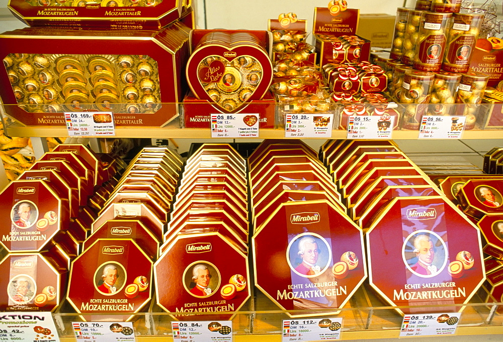 Famous Mozart chocolates, Salzburg, Austria, Europe