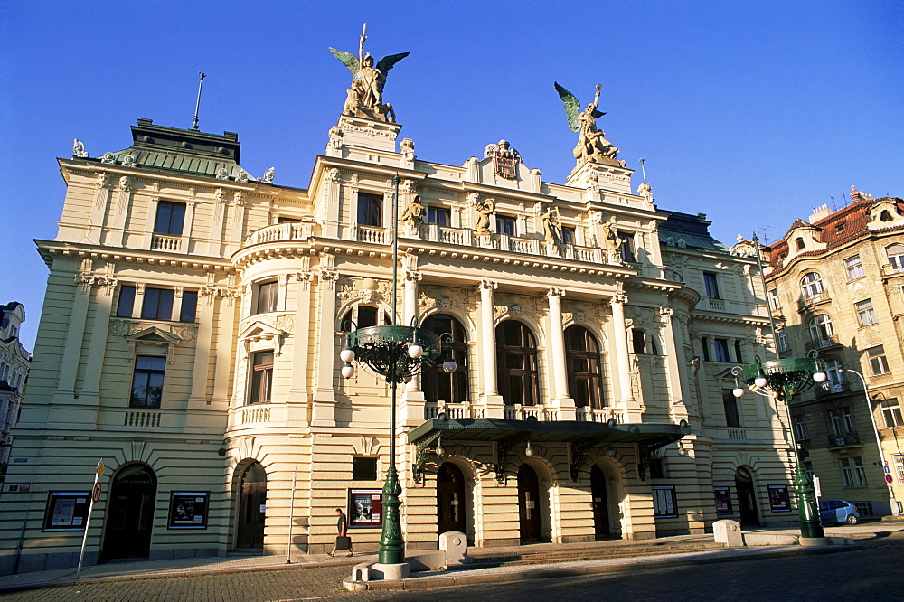 Vinohrady Theatre dating from 1909 at namesti Miru (square), Vinohrady, Prague, Czech Republic, Europe