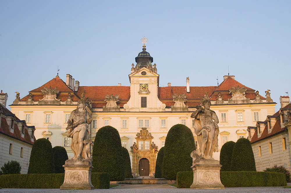 Baroque Valtice Chateau at sunrise, Valtice, Brnensko Region, Czech Republic, Europe