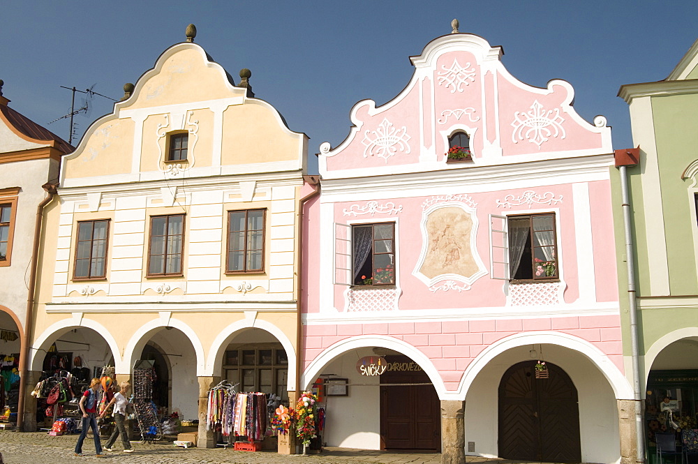 Baroque buildings at Zachariase z Hradce Square, Telc,  Jihlava Region, Czech Republic, Europe