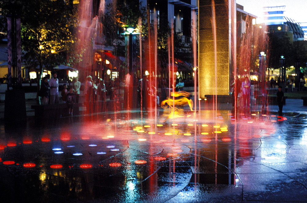 Illuminated water fountain, South Bank, Melbourne, Victoria, Australia, Pacific