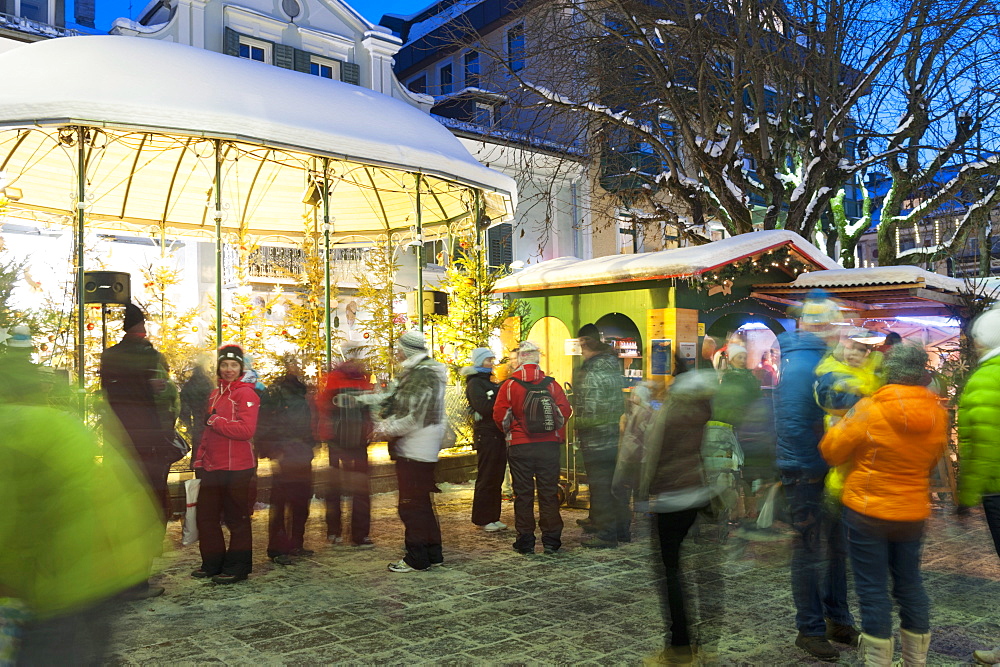 People at Christmas market, Haupt Square, Schladming, Steiermark, Austria, Europe