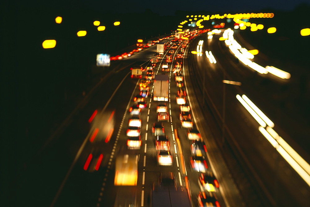 Traffic jam at junction 5 of M25 motorway, England, United Kingdom, Europe