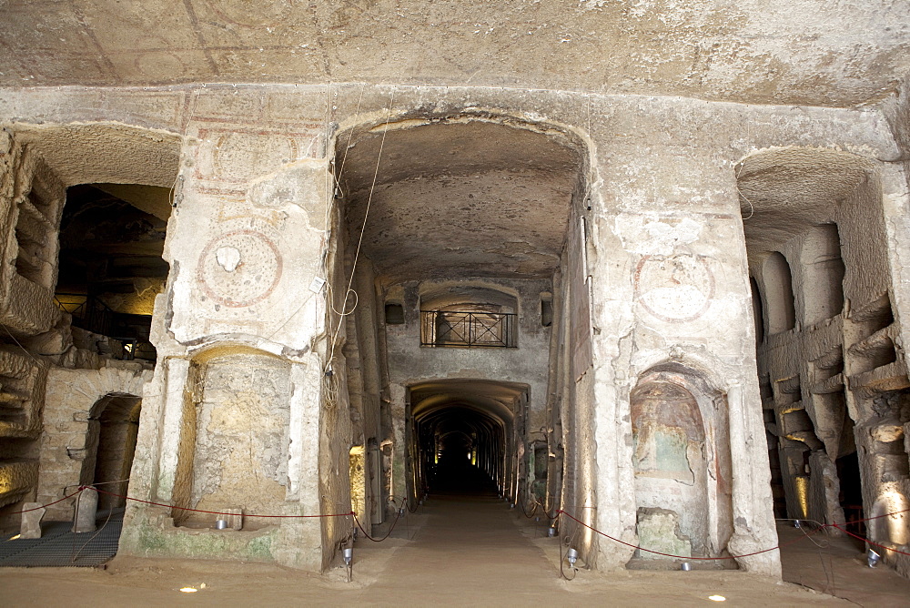 The atrium in the catacombs of San Gennaro (St. Januarius), Naples, Campania, Italy, Europe