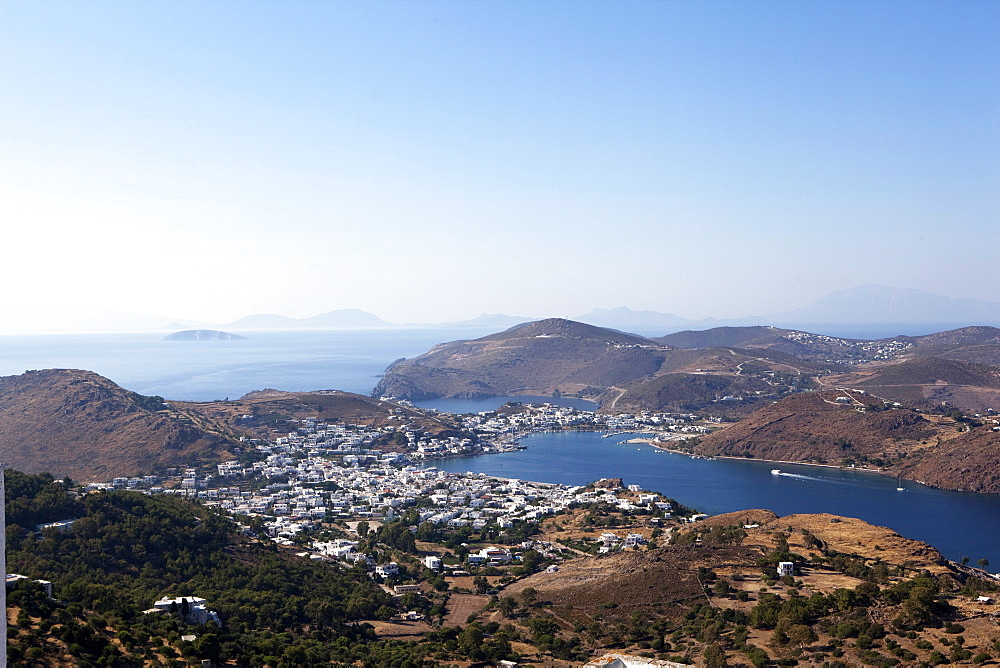 View from the Monastery of St. John the Evangelist, Patmos, Dodecanese, Greek Islands, Greece, Europe